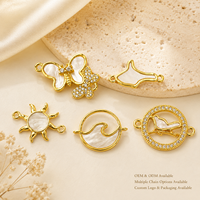 Connecteurs de Bracelets en Gros Plaqué Or 18K Cuivre Breloques Nacre Soleil Vague Papillon Oiseau pour Femmes Filles Boutique de Cadeaux de Vacances