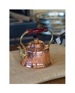 Luxury Copper Tea Kettle with Gold Accents Handle <b>Lid</b> Customizable Logo BPA Free Eco-Friendly for Upscale Kitchen Decor - Product Image 3