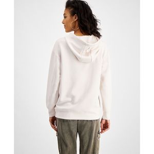 Felpa con cappuccio GUESS Effie da donna con logo metallizzato, in jersey traspirante, con cerniera ricamata, taglia XS, per l'autunno - Product Image 2