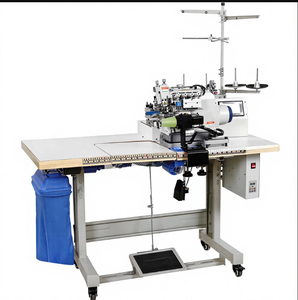 Máquina de coser overlock automática de cama cilíndrica DS-8400TD-04M2-24-7-P/AAC de calidad con mango de acero y plástico para colocación de cuellos circulares - Product Image 2