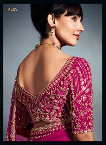 Sari de Fiesta para Mujer, Ropa de Boda, Nuevo Diseño, Bordado, Trabajo a Mano en el Borde y el Cuerpo, Moti, Cutdana, Lentejuelas - Product Image 4