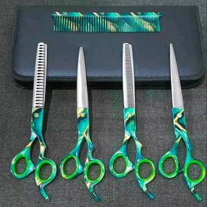 Juego de tijeras profesionales de 8 pulgadas para el cuidado del perro, azul y negro, herramientas de peinado de pelo curvo recto multiusos de alta calidad, duraderas - Product Image 4