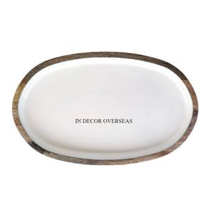 Bandeja de servicio de forma ovalada hecha de madera de alta calidad estándar con acabado de esmalte de Color blanco, suministros para mesa de comedor para el hogar y el Hotel - Product Image 1