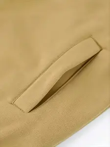 Sweat-shirt élégant à motif uni pour hommes avec fermeture éclair et poche à rabat Pantalon à capuche Style décontracté pour la saison d'automne - Product Image 5