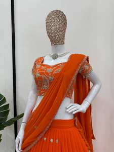 Lehenga Choli de Diseño con Bordado de Lentejuelas en Faux Georgette para Novia, Ropa Nupcial Económica de Calidad de Exportación - Product Image 6