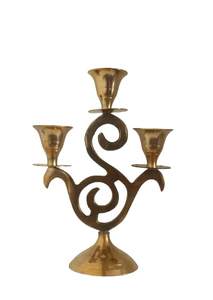 เชิงเทียนโลหะสีทองแบบทันสมัยพร้อมพายุเฮอริเคนแก้วสำหรับตกแต่งห้องนั่งเล่นหรือโต๊ะอาหาร - Product Image 3