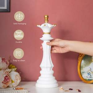 Queen Chess Showpiece Perfect Home Decor Ideas Office Desk or Study Table <b>Accessory</b> Antique Style White Chesspiece Sculpture - Product Image 3
