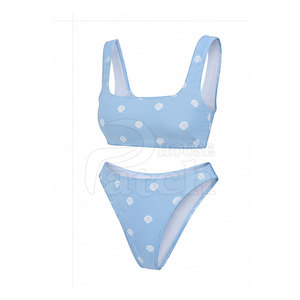 Ensemble bikini deux pièces pour femmes, maillot de bain haut de gamme, bas à coupe haute, imprimé personnalisé, tissu extensible, pour les vacances à la plage, vêtements d'été - Product Image 2