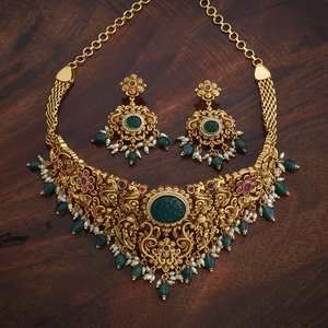 Wedding-Ready Women's Antique Gold Zinc Alloy Flower Design Choker <b>Necklace</b> 182548 - Product Image 2