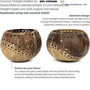 Portavelas de Coco Natural Hecho a Mano, Desechable, Decorativo, para Spa, Cafetería, Casa de Huéspedes, Regalo Ecológico, Vietnam - Product Image 3