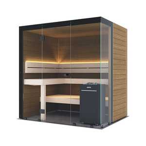 Alder and Aspen 3-Person Traditional <b>Sauna</b> Room with Glass Front Indoor <b>Home</b> Relaxation Dry Steam 1-Year Warranty - Product Image 2