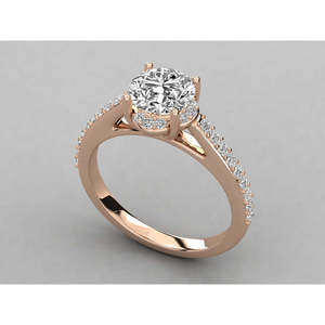 Bague solitaire en or 14 carats avec diamant rond brillant pour femme - Product Image 3