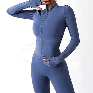 Diseña tu propio conjunto de yoga para mujer, ropa deportiva para gimnasio, conjunto de yoga para mujer con cierre de cremallera, nuevo estilo, conjunto de yoga para mujer en venta - Product Image 2