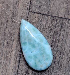 Larimar Raro de 22x45mm, Corte Pera, Briolette Liso, Cuentas Sueltas de Larimar Natural, Gema Semipreciosa para Joyería - Product Image 3