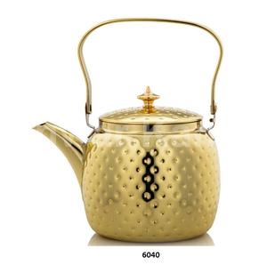 Hammered Gold Stainless Steel Tea Serving <b>Kettle</b> Pot With Lid & Handle Decorative Tea Pot For Home Hotel & Restaurant Decor - Product Image 5