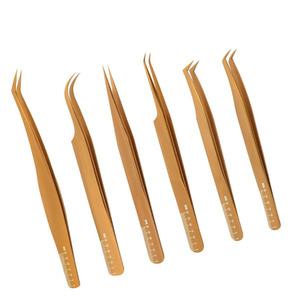 Pinzas para pestañas de acero inoxidable de gran venta, juego de 6 piezas, Punta puntiaguda, material de baja tasa y alta calidad, servicios OEM y ODM - Product Image 4