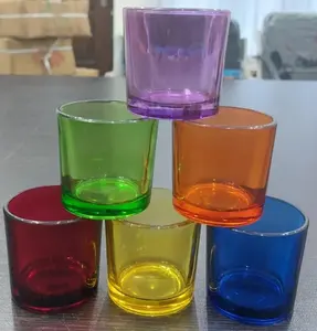 Lanternes porte-bougies en verre de luxe personnalisées en gros, givrées, double couleur, faites à la main, impression typographique, nouvelle marque propre pour - Product Image 2