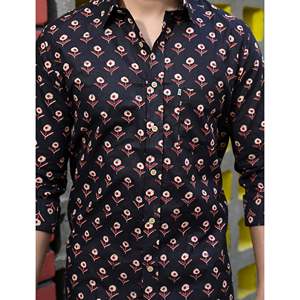 Chemise décontractée pour homme en coton imprimé à manches longues, motifs floraux et à pois sur tissus popeline et oxford, fabrication ODM - Product Image 2