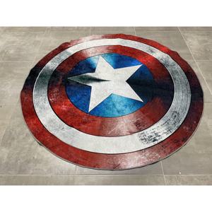 พรมรูปโล่กัปตันอเมริกา: พรมตกแต่งทรงกลมกันลื่นสไตล์โมเดิร์น พร้อมพรมขนนุ่ม - Product Image 1
