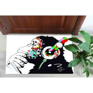 Tapis imprimé à motifs : Graffiti de singe, Graffiti musical, Singe réfléchissant de Banksy, Tapis en chenille - Product Image 5