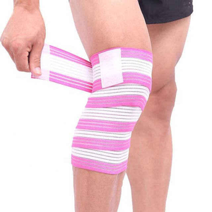 Bandages de compression pour le genou réglables rouges pour la musculation et les squats avec couleur, taille et impression de logo personnalisés, bandage de genou élégant - Product Image 3