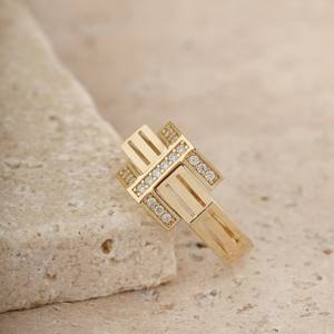 14K Solid Gold Modern Diamond <b>Ring</b> VS1 Lab Grown Diamond <b>Chunky</b> Stacking <b>Ring</b> Statement Jewelry Gift for Women - Product Image 4