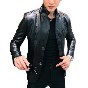 Otoño Invierno hombres Slim PU chaqueta de cuero Casual Motor Biker polar abrigo de moda al aire libre primavera motocicleta chaqueta - Product Image 1