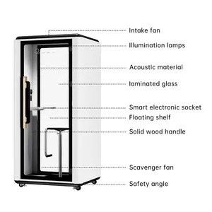 Soundproof Office Pod Booth with Acoustic Panels,Fan, Quiet Privacy Workspace - Product Image 2