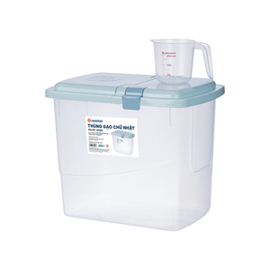 Contenedor rectangular para almacenar arroz HOKORI con sellado hermético, ideal para organizar cocinas y despensas. - Product Image 1