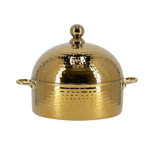 Top Vente En Acier Inoxydable Hotpot Excellente Qualité Argent Fini À La Main Casserole Vaisselle En Métal Réchauffeur De Nourriture - Product Image 3