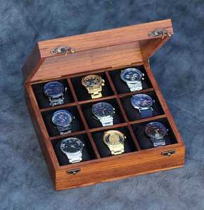 Boîte de montre en bois brun cacao vitrine élégante et organisateur pour hommes et femmes stockage de bijoux élégant idée cadeau parfaite - Product Image 5