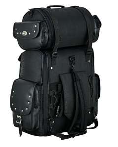 Sac de voyage pour moto en cuir grand format SKI INTERNATIONAL Vance, sac à dos noir avec clous, SI-MB-778, élégant bagage pour vélo - Product Image 3