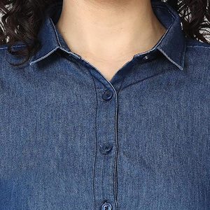 เสื้อเชิ้ตยีนส์ลายสก๊อตสำหรับผู้หญิง เสื้อลำลอง ผ้านุ่ม น้ำหนักเบา เนื้อผ้าเรียบเนียน ดีไซน์ทันสมัย ใส่ได้ทุกวัน - Product Image 6