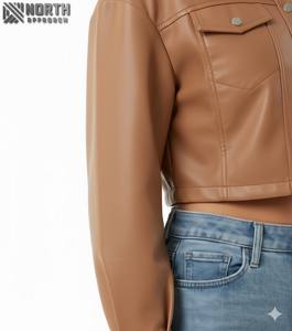 Gran oferta, chaqueta de cuero de alta calidad para mujer, nuevo diseño de moda, piel de oveja, manga larga, chaqueta con cremallera, Otoño Invierno, personalizada - Product Image 5
