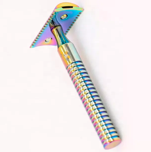 Maquinilla de afeitar de seguridad para hombres de calidad superior Acero inoxidable Color arcoíris Doble filo Hoja doble Belleza Cuidado personal Característica ANAAIF - Product Image 5