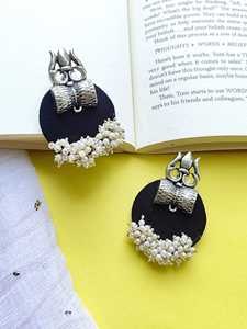 High Quality Oxidised Silver Shiva Trishul Design <b>Stud</b> <b>Earrings</b> for Women Traditional Ethnic Geometric Fabric Jewelry Direct - Product Image 4