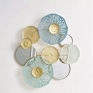 Creative Design <b>Home</b> Interior Metal <b>Wall</b> Art Gold & Sky Blue Finish Hanging Beautify <b>Wall</b> <b>Decor</b> for Bed Room Decoration. - Product Image 4