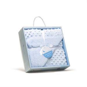 Manta de Felpa Tejida BUBBLE & LAMB con Diseño de Puntos Azules - Product Image 1