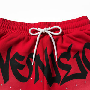 Pantalones cortos de secado rápido sólidos de cintura media personalizados con estampado de pantalla 100% algodón con diamantes de imitación desteñidos por el sol para hombres - Product Image 3