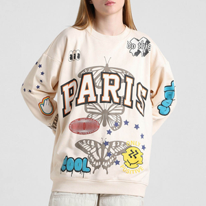 Reasonable Price Casual Streetwear <b>Drop</b> Shoulder Figures Breathable Eco-friendly Hoodies Knitted Women Sweat Shirt Front - Product Image 1