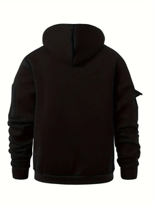 Sudadera con Capucha y Cremallera para Hombre, Diseño Multibolsillos, Color Sólido, Mezcla de Poliéster/Algodón, para Uso Diario en Invierno y Actividades al Aire Libre - Product Image 3