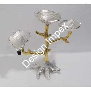 Ensemble de 2 bols à fruits secs en forme de fleur d'argent Bols à fruits en métal coulé les plus vendus Bols à fruits de qualité sûre pour la décoration - Product Image 3