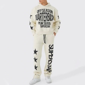 Pantalon évasé unisexe personnalisé et ensemble de survêtement à capuche de haute qualité tout imprimé 100% coton polaire Street Wear hiver hommes - Product Image 2