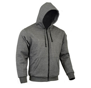 เสื้อฮู้ดซิปผ้าฝ้ายถักแบบกำหนดเอง น้ำหนัก 300 กรัม สำหรับผู้ชายไซส์ใหญ่ ระบายอากาศได้ดี สีเทา ผ้าฝ้าย 100% - Product Image 5