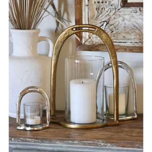 Ideas de decoración de vacaciones, juego de portavelas ecuestre, acabado en oro plateado, estribo de caballo europeo, soporte de tarro para velas, decoraciones de mesa - Product Image 2