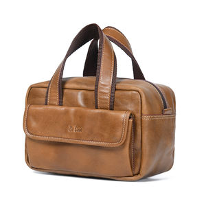 Neceser de viaje Premium Elegante bolso de cuero genuino con cierre de cremallera de moda de negocios de la India - Product Image 5