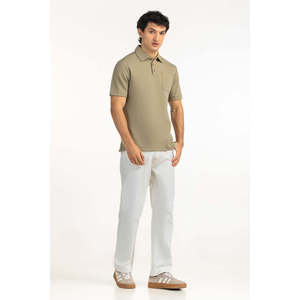 Camiseta de Punto Sólido de Corte Regular para Hombre, Cuello Bordado, 100% Poliéster, Antiarrugas, 180g, Manga Corta, Cómoda, Informal, para Golf - Product Image 4