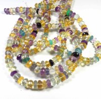 Mélange de pierres précieuses naturelles 7-8mm Rondelle Vertes Facettées Qualité Supérieure Fil de 14 pouces Pierres Libres Transparentes 140 Carats