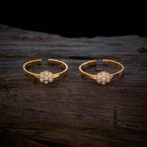 Zircon <b>Toe</b> <b>Ring</b> 155056 for Wedding Engagement or Gift Featuring Diamond As the Main Stone - Product Image 1