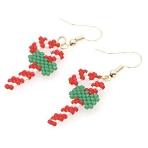 Hand made seed beaded fancy style Christmas <b>Tree</b> earrings with festival use for women and girls from India - Product Image 5